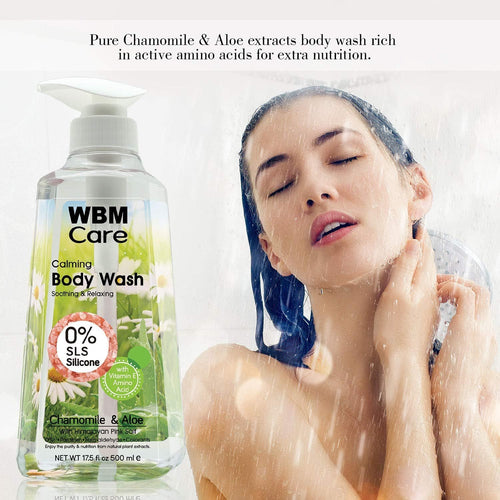 2 Packs WBM Care Chamomile and Aloe Body Wash 2.2 lbs – Soothing and Calming Body Wash for Sensitive and Irritated Skin